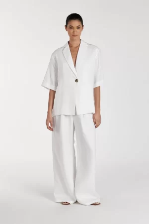 Linen short sleeve shirt with gold button